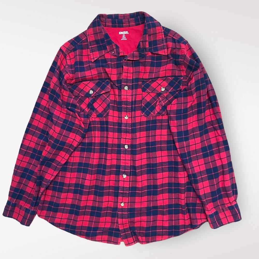 King Size Rich Burgundy Plaid Flannel Size 2XL‎ Tall